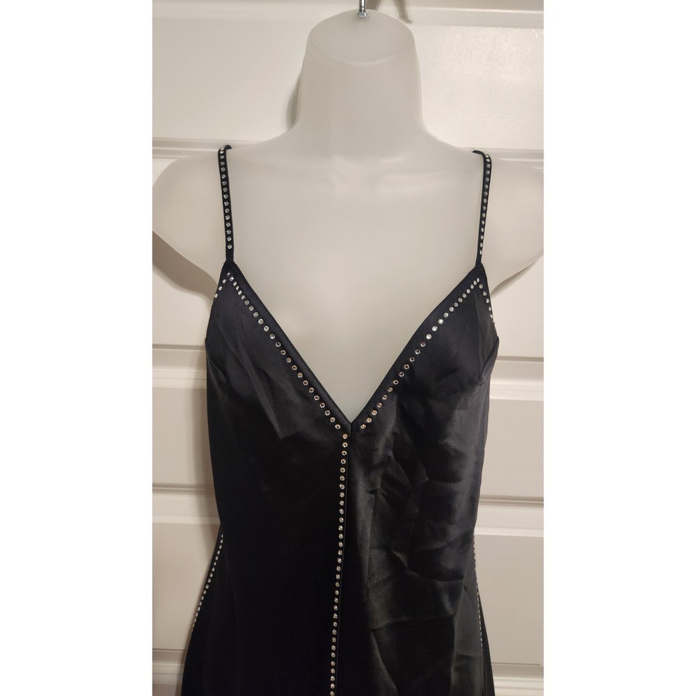 Victoria's Secret Dream Angels Black Satin & Rhinestone Slip Nightgown XS Y2K - Picture 4 of 13